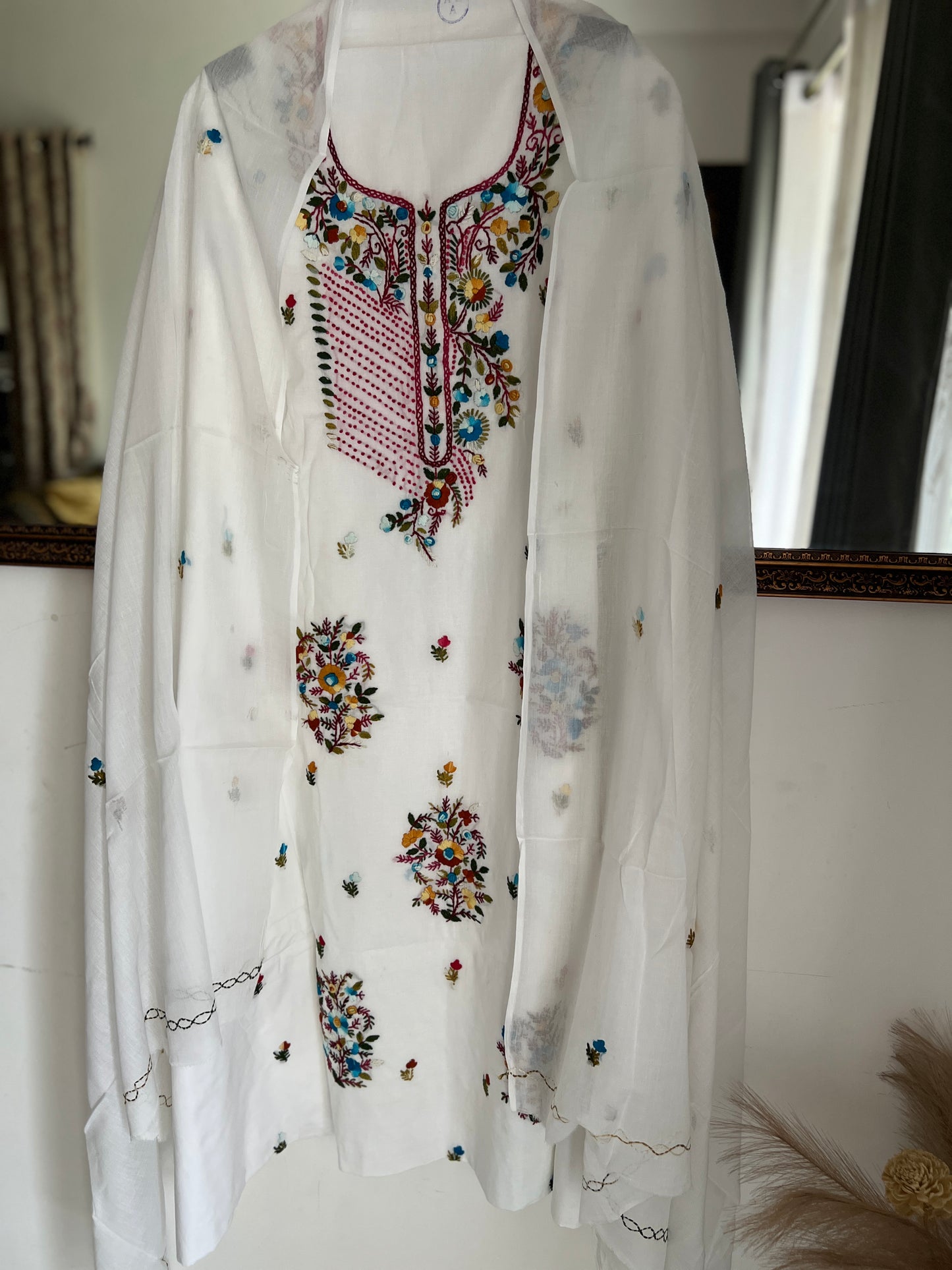 Pure Mal Cotton  Kashmiri Handwork Suit Set