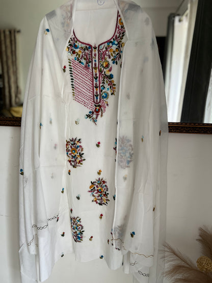 Pure Mal Cotton  Kashmiri Handwork Suit Set