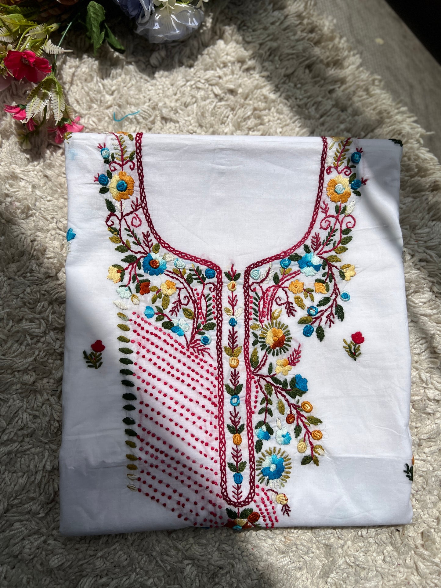 Pure Mal Cotton  Kashmiri Handwork Suit Set