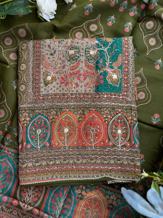 Green Gota-Embellishment Modal Maslin