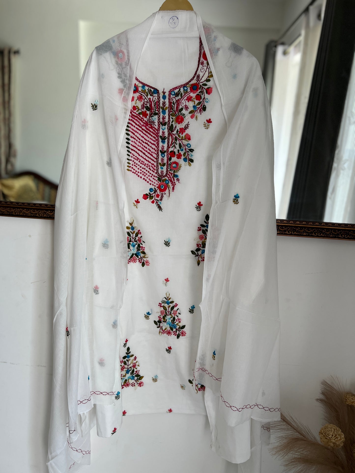 Pure Mal Cotton  Kashmiri Handwork Suit Set