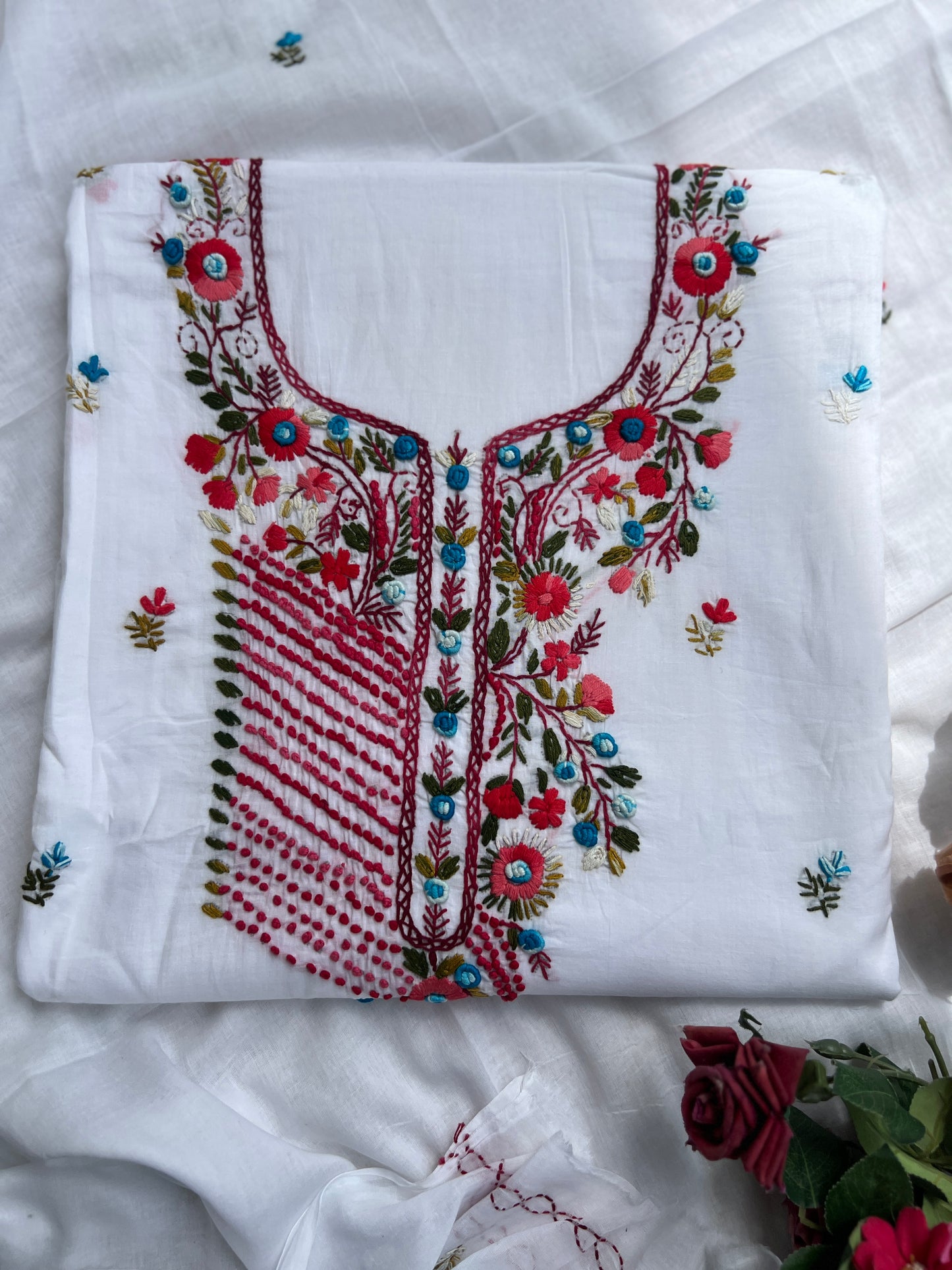 Pure Mal Cotton  Kashmiri Handwork Suit Set