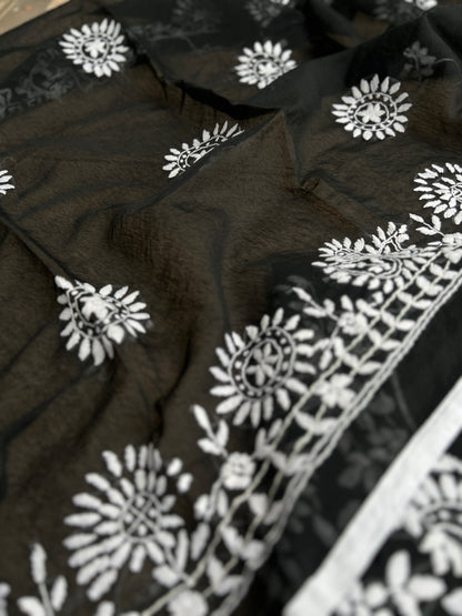 Evergreen Black and White Phulkari Edit