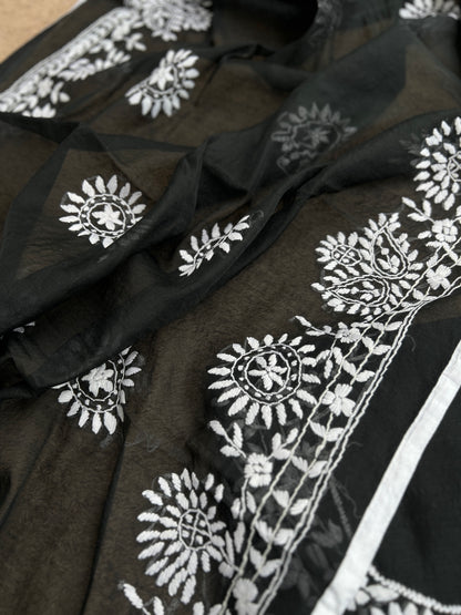 Evergreen Black and White Phulkari Edit