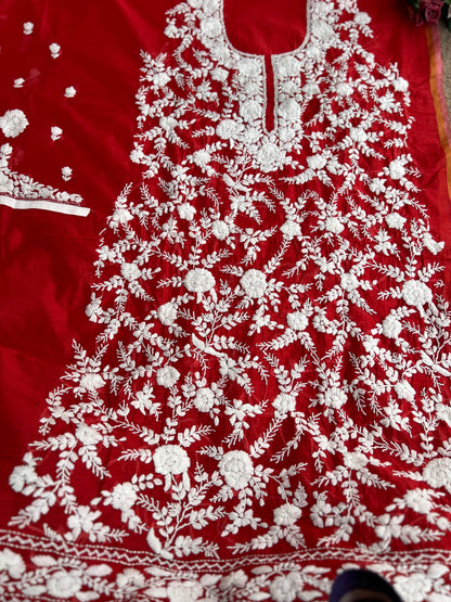 Crimson Red Phulkari Elegance
