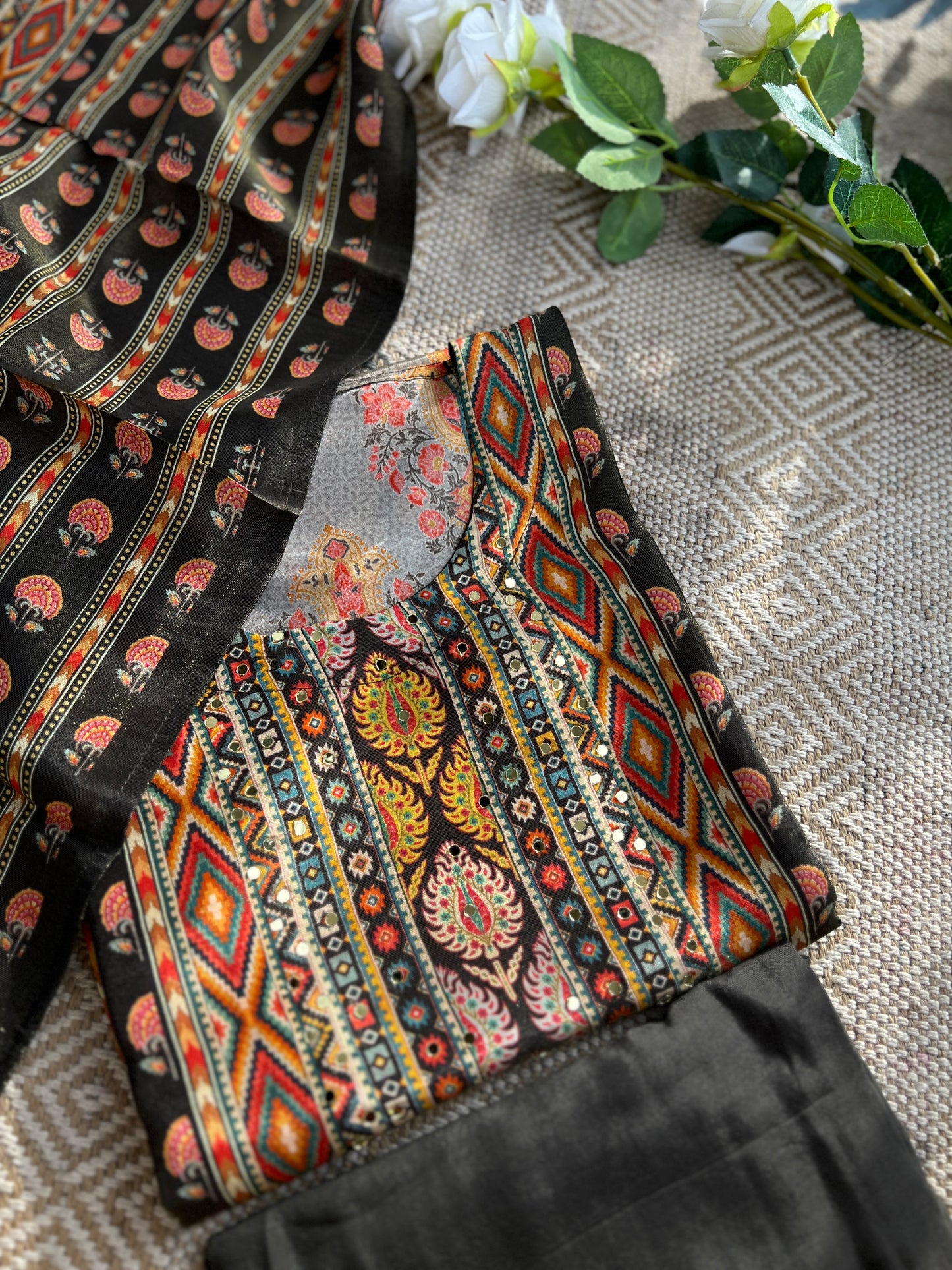 Karachi Printed Shimmer Silk semistiched  suit
