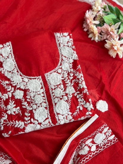 Crimson Red Phulkari Elegance