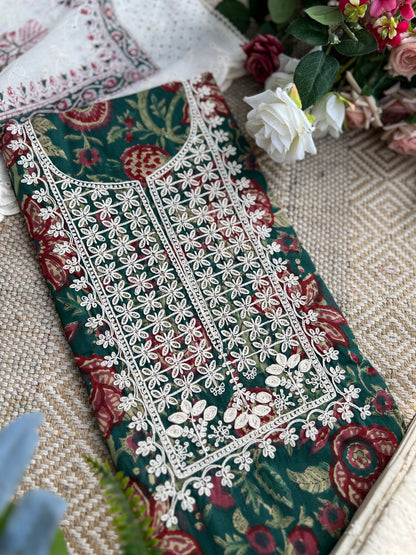 Stunning Handblock Embroidered Neck