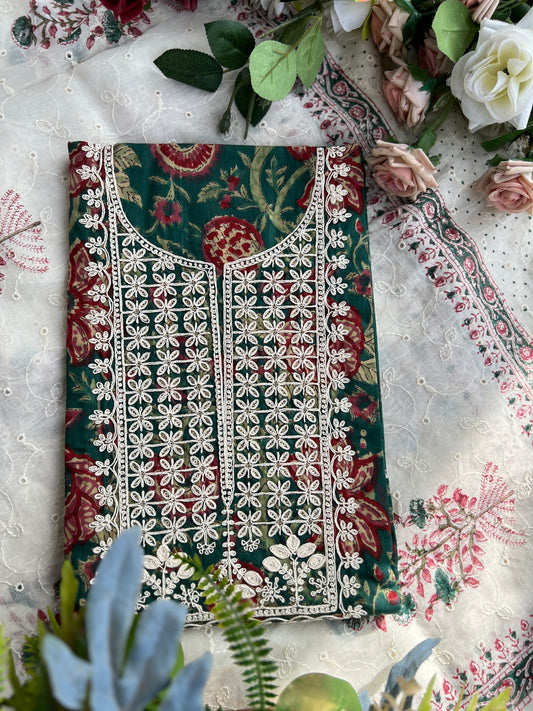 Stunning Handblock Embroidered Neck