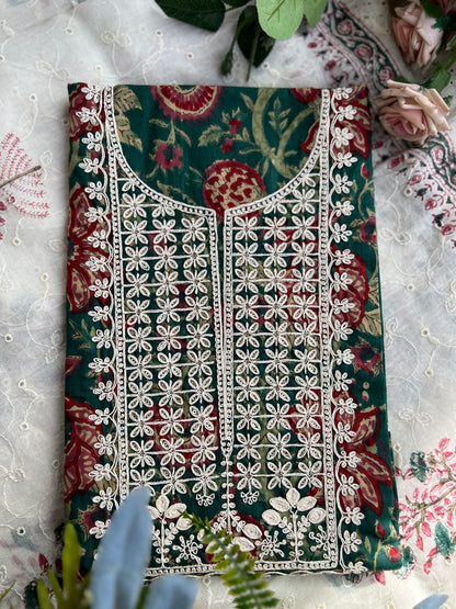 Stunning Handblock Embroidered Neck
