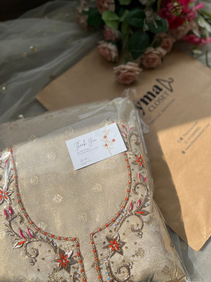 Karachi Printed Shimmer Silk semistiched  suit