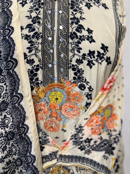Elegant Crepe Pakistani Stitched Salwar Suit with Intricate Mirror Work