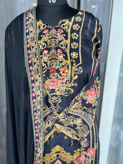 Elegant Crepe Pakistani Stitched Salwar Suit with Intricate Mirror Work