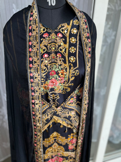 Elegant Crepe Pakistani Stitched Salwar Suit with Intricate Mirror Work