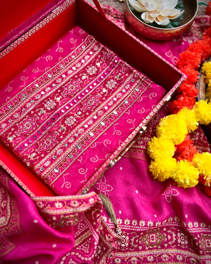 Timeless Bandhni with Hand Embroidery – Silk Elegance