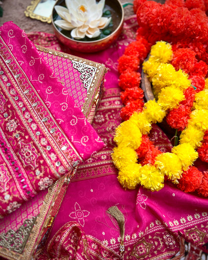 Timeless Bandhni with Hand Embroidery – Silk Elegance