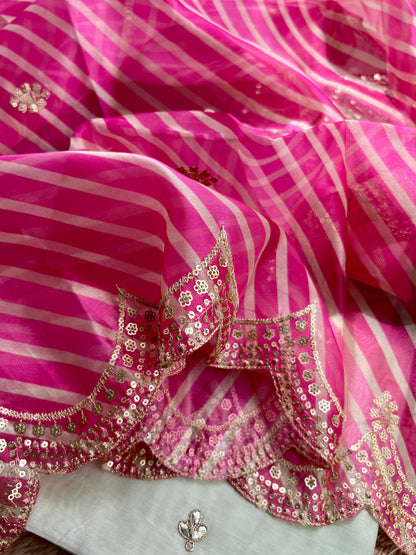 Handcrafted Gotawork Suit Set with Embroidered Laheriya Dupatta