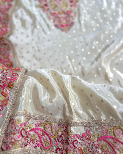 Premium Shimmer Silk Elegance with Embroidered Detailing