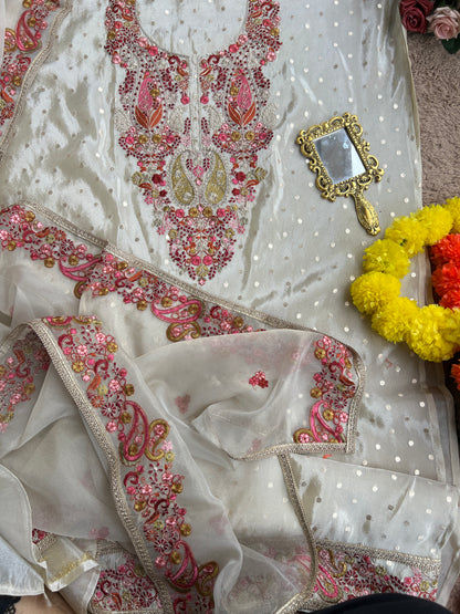Premium Shimmer Silk Elegance with Embroidered Detailing