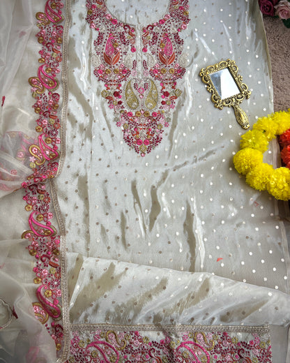 Premium Shimmer Silk Elegance with Embroidered Detailing