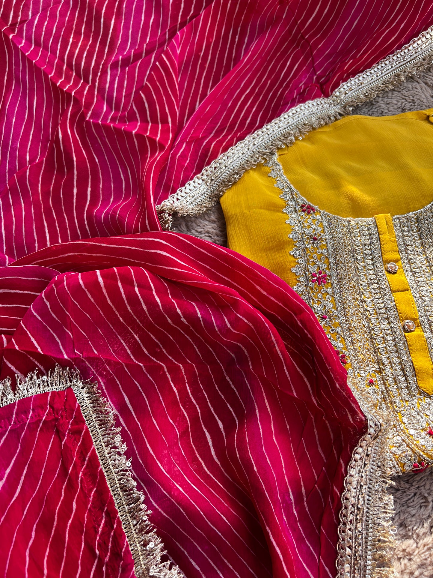 Festive in Every Thread – Mustard Yellow & Gota Bandhej Elegance”