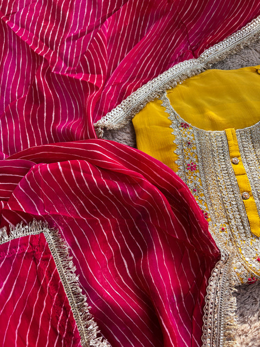 Festive in Every Thread – Mustard Yellow & Gota Bandhej Elegance”