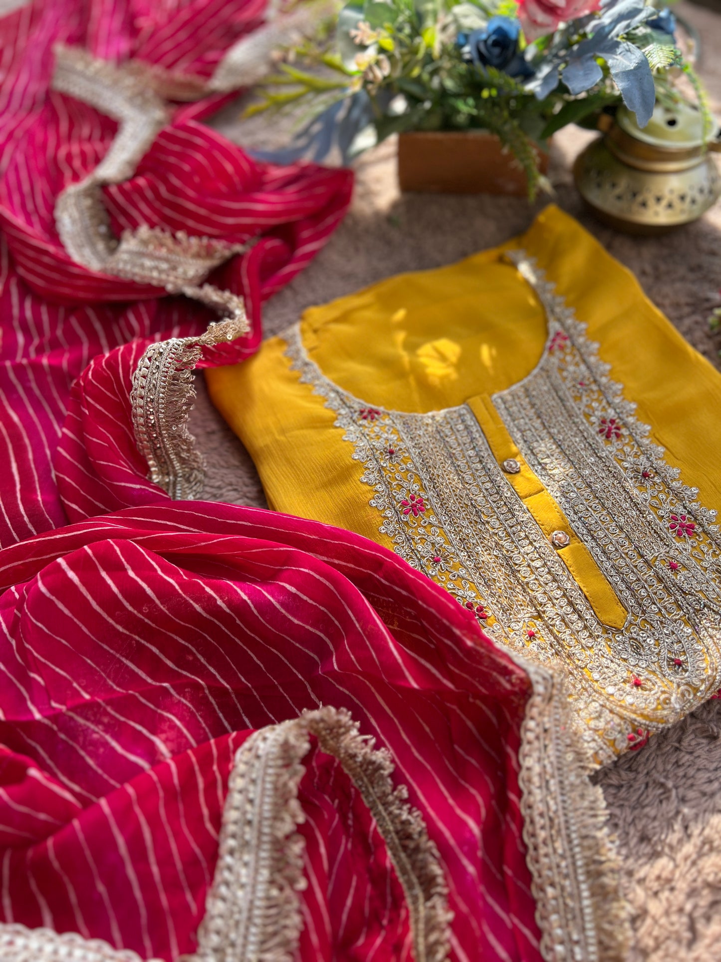 Festive in Every Thread – Mustard Yellow & Gota Bandhej Elegance”