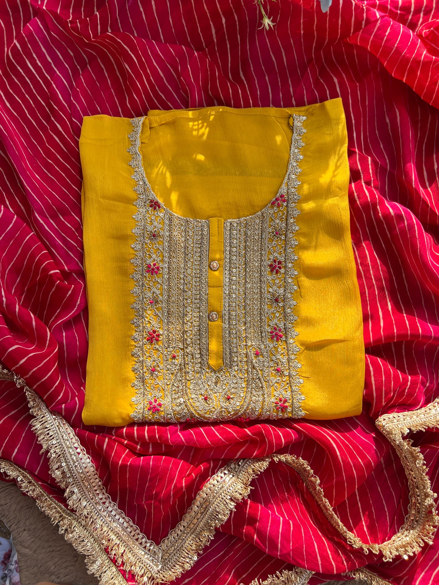 Festive in Every Thread – Mustard Yellow & Gota Bandhej Elegance”