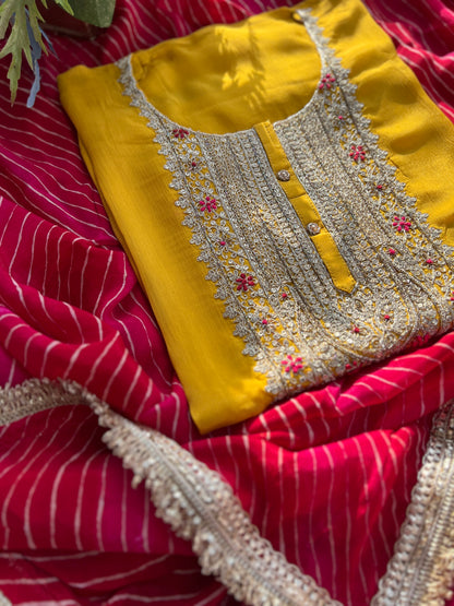 Festive in Every Thread – Mustard Yellow & Gota Bandhej Elegance”