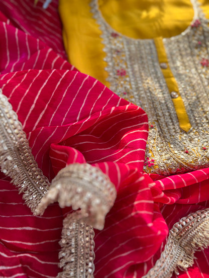 Festive in Every Thread – Mustard Yellow & Gota Bandhej Elegance”