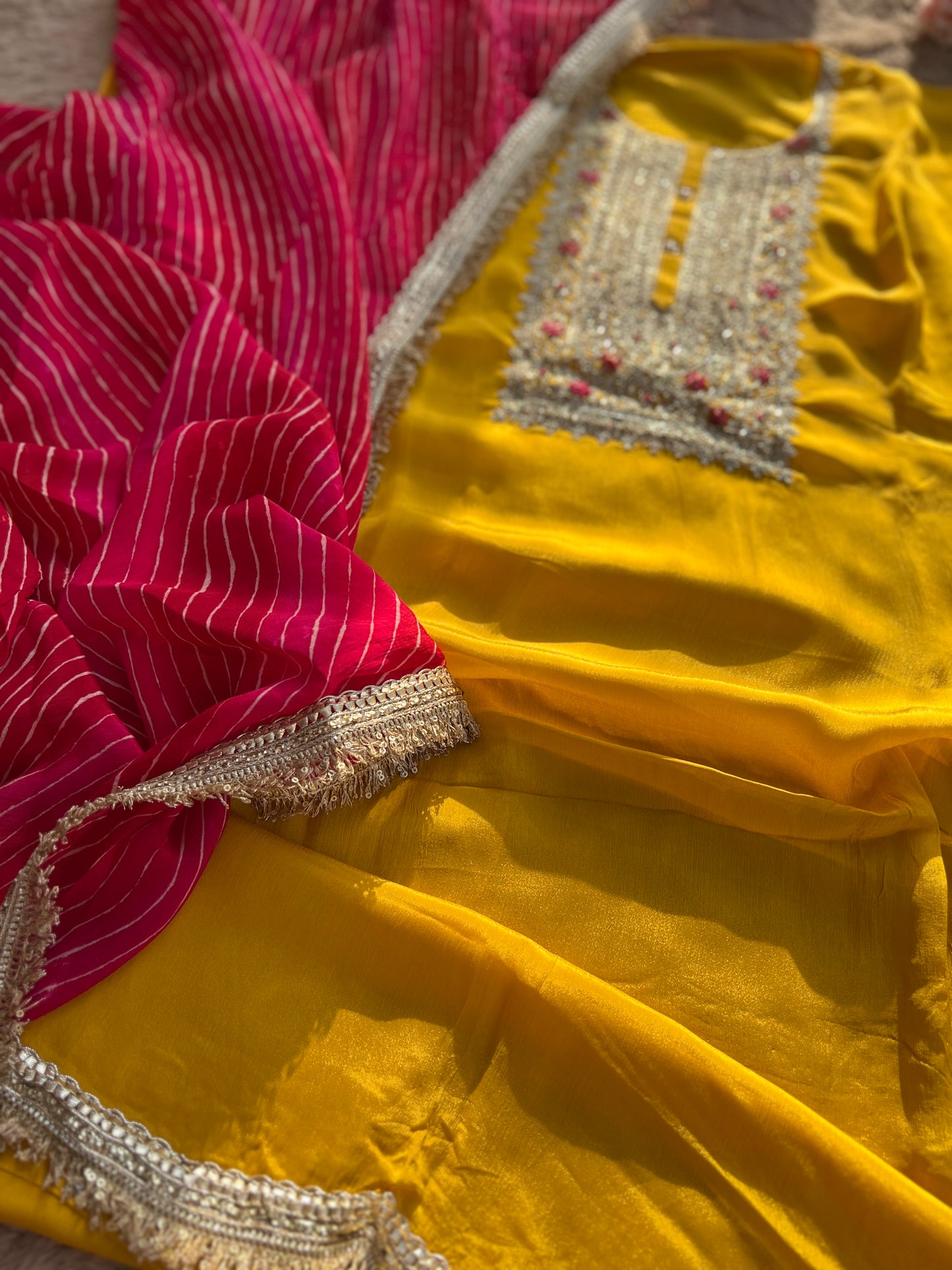 Festive in Every Thread – Mustard Yellow & Gota Bandhej Elegance”