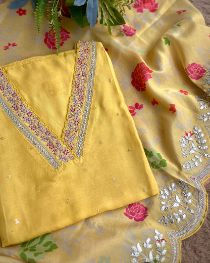 Elegant Shimmer Maslin Silk Suit with Gota Work & Fancy Party Wear Dupatta ✨