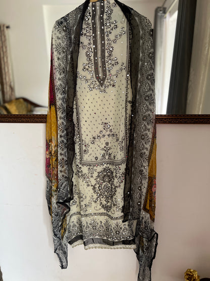 Pakistani print mirror Crepe Suit