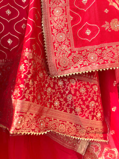Royal red Moonga silk zardozi unstitched suit – photo 6