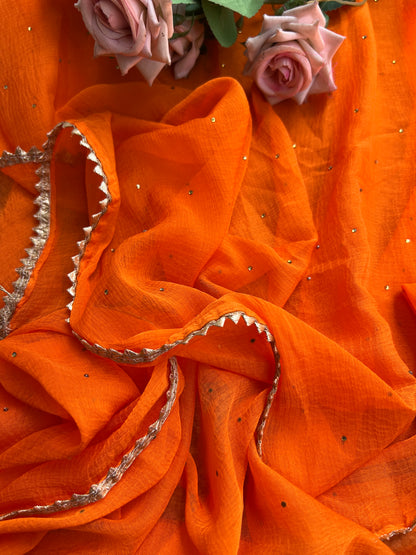 Bandhani with Hand Mirror Embroidery