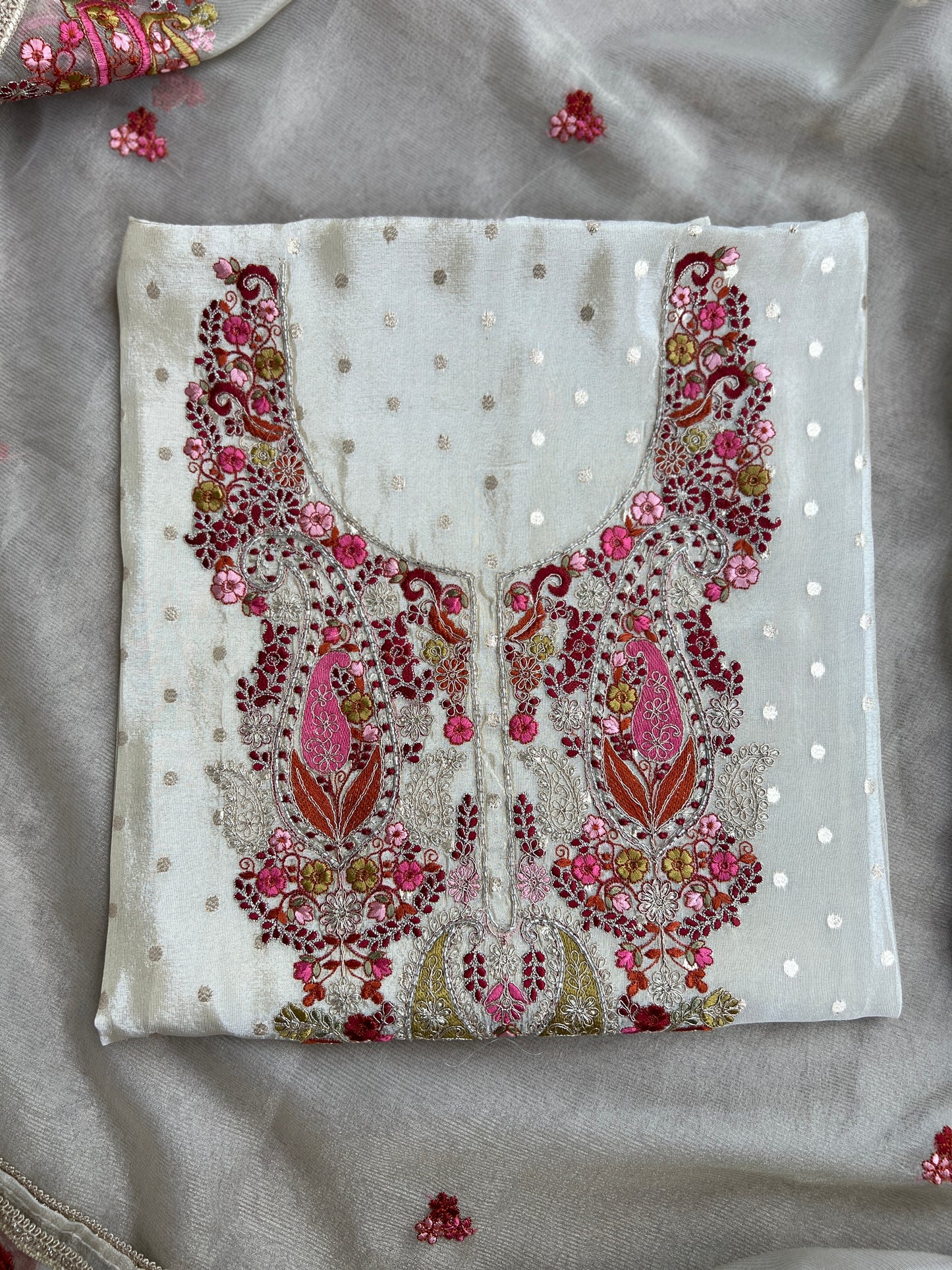 Premium Shimmer Silk Elegance with Embroidered Detailing