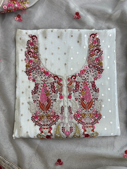 Premium Shimmer Silk Elegance with Embroidered Detailing