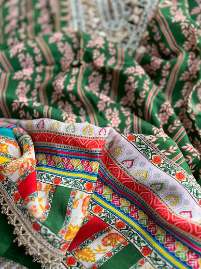 Floral Printed Crepe Gotapatti Salwar Suit