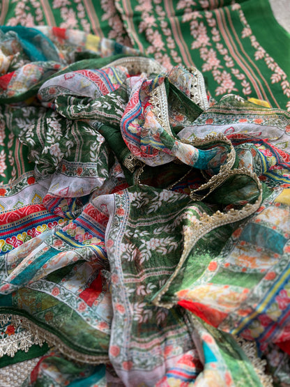 Floral Printed Crepe Gotapatti Salwar Suit