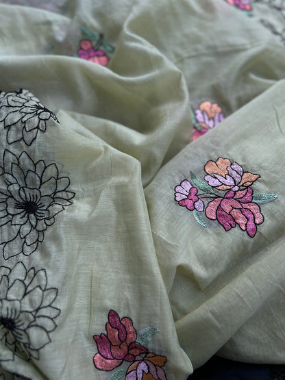 Embroidered Mal Chanderi Suit with Elegant Dupatta