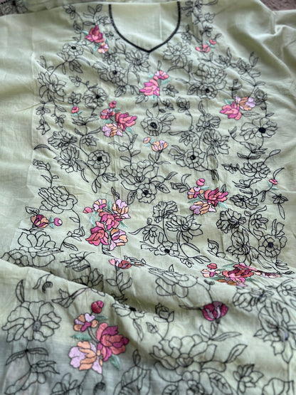 Embroidered Mal Chanderi Suit with Elegant Dupatta