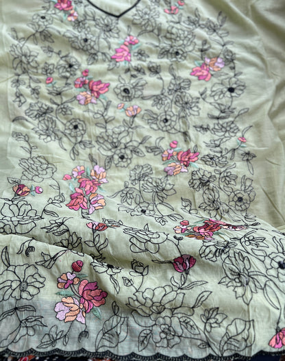Embroidered Mal Chanderi Suit with Elegant Dupatta