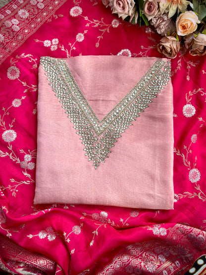 Elegant Shimmer Silk Suit with Dola Banarasi Dupatta ✨