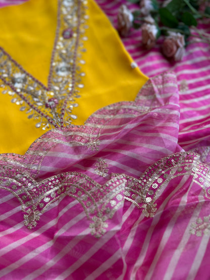 Exquisite V-Neck Butter Crepe Suit with Handcrafted Elegance