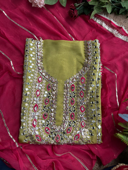 Shimmer Silk  Gotapatti Ensemble with Contrast Charm