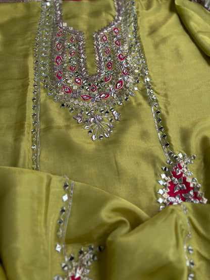 Shimmer Silk  Gotapatti Ensemble with Contrast Charm