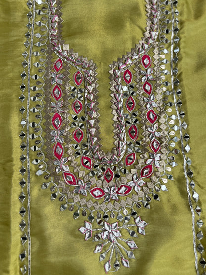 Shimmer Silk  Gotapatti Ensemble with Contrast Charm