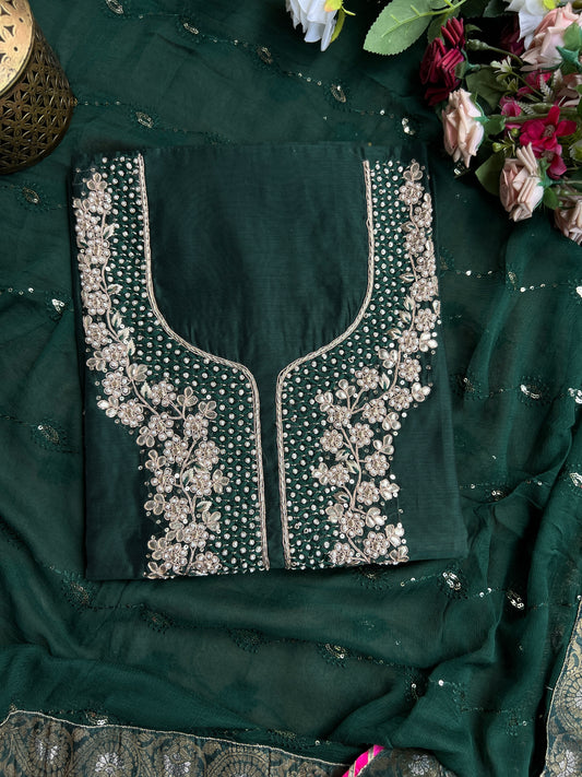 Mehandi Green Handwork Suit