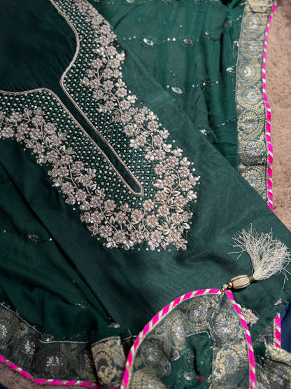 Mehandi Green Handwork Suit