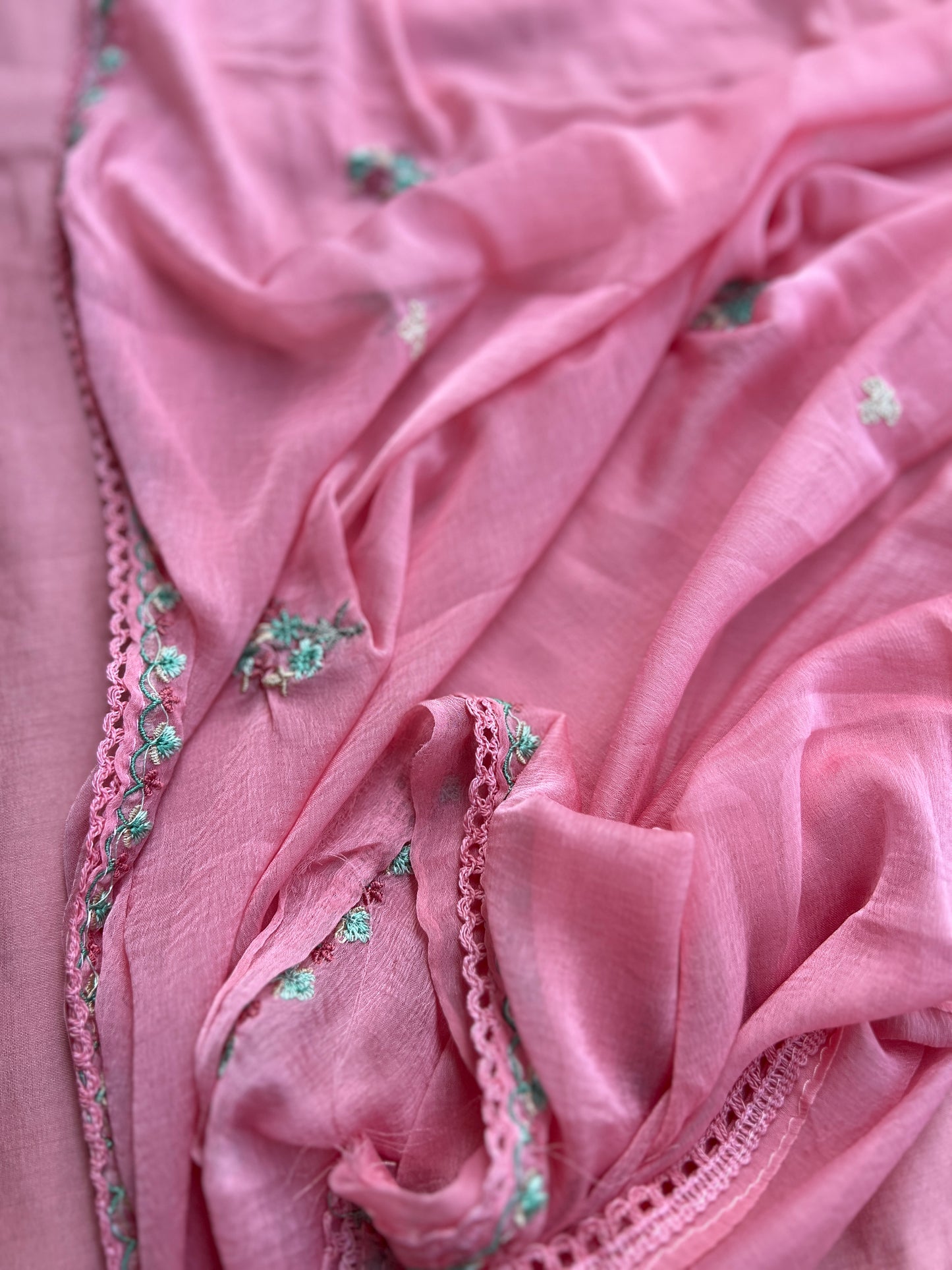 Timeless Mal Chanderi Suit with Delicate Embroidery & Chiffon Dupatta